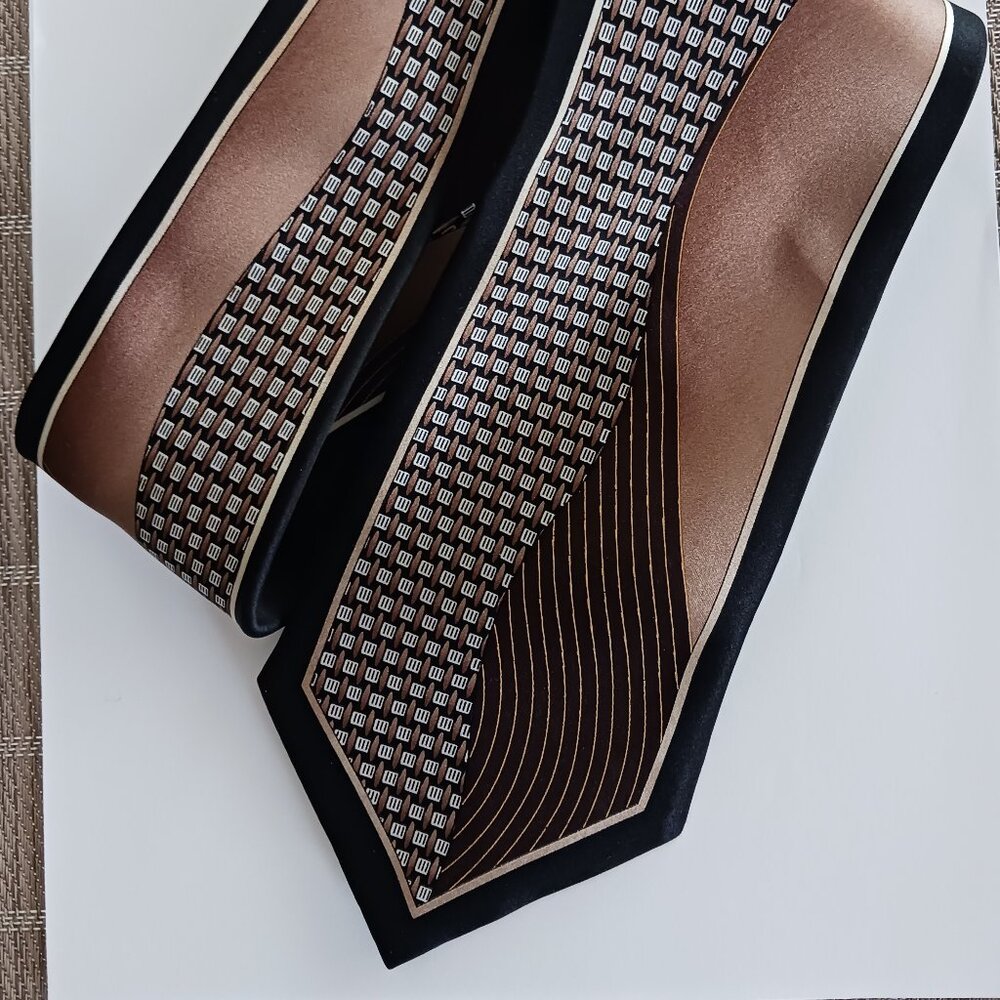 Men's100% Silk Necktie Made in Italy Formal Business Casual Brown 60"L Unbranded